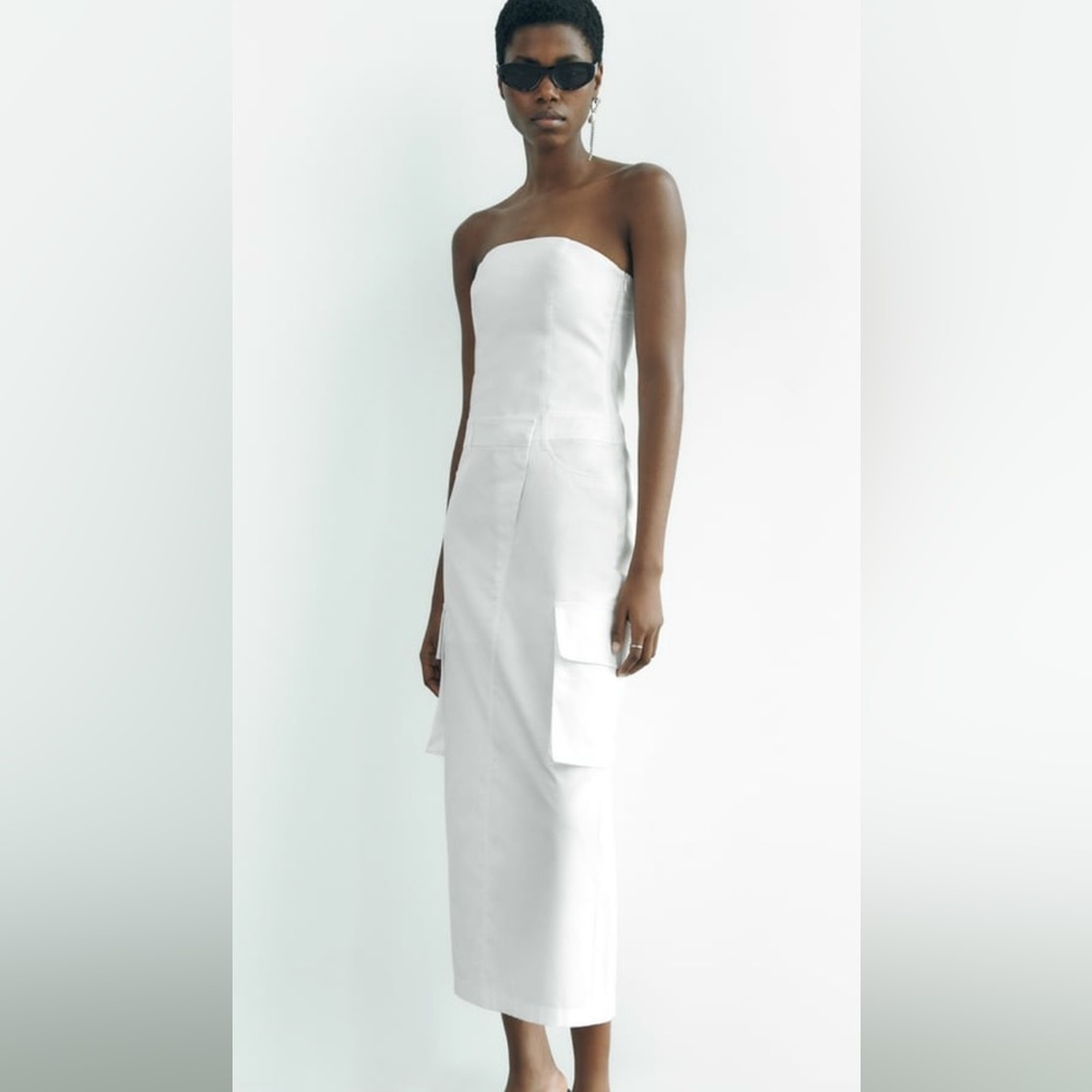 Zara STRAPLESS TRENCH COAT DRESS